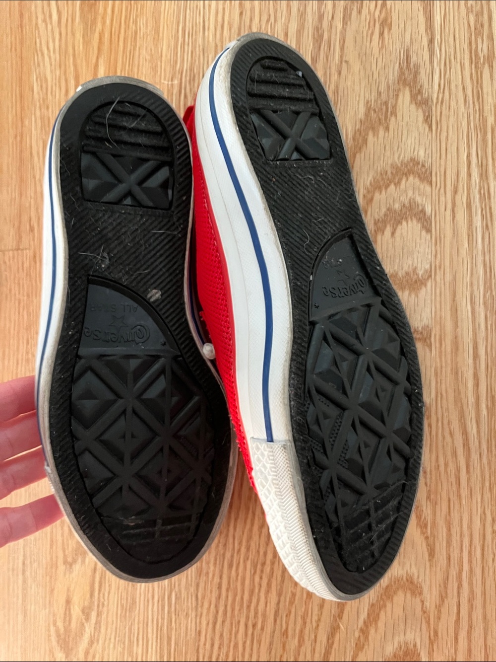 Converse womens Red Low-Top Canvas Sneakers with White Accents - Picture 4 of 5